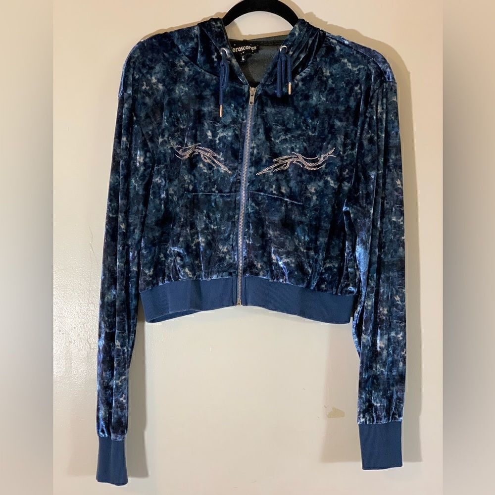 Horoscopez Libra Cropped Jacket Hoodie Zip Up Sz Large Astrology Gorgeous